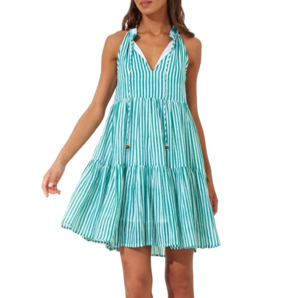 Oliphant Aqua Striped Mini Dress